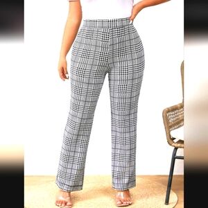 Elegant Micro Flared Plaid Slim Fit Long Pants